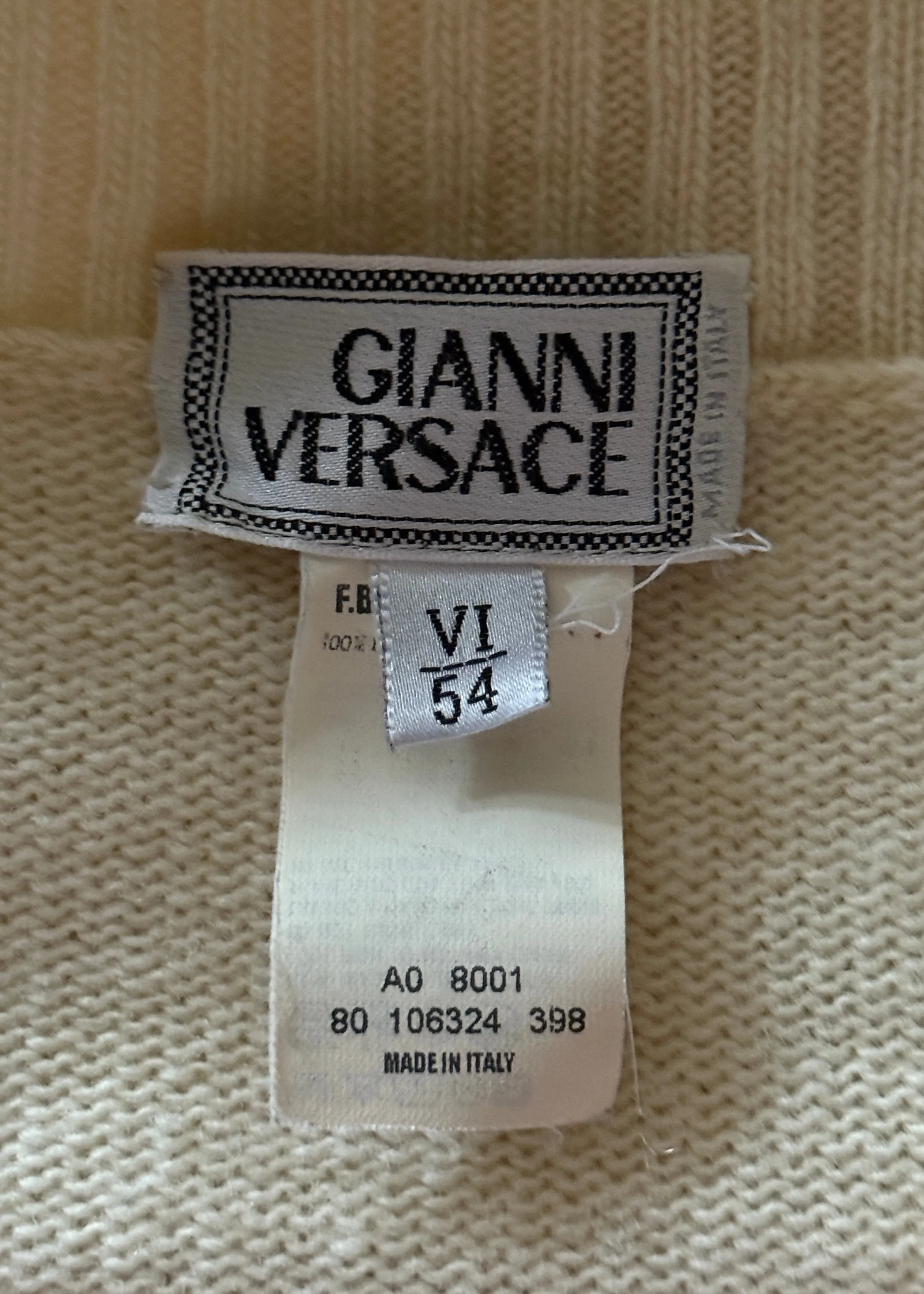 *Menswear* Versace Fall 2000 Panther Head Cream Knitted Sweater