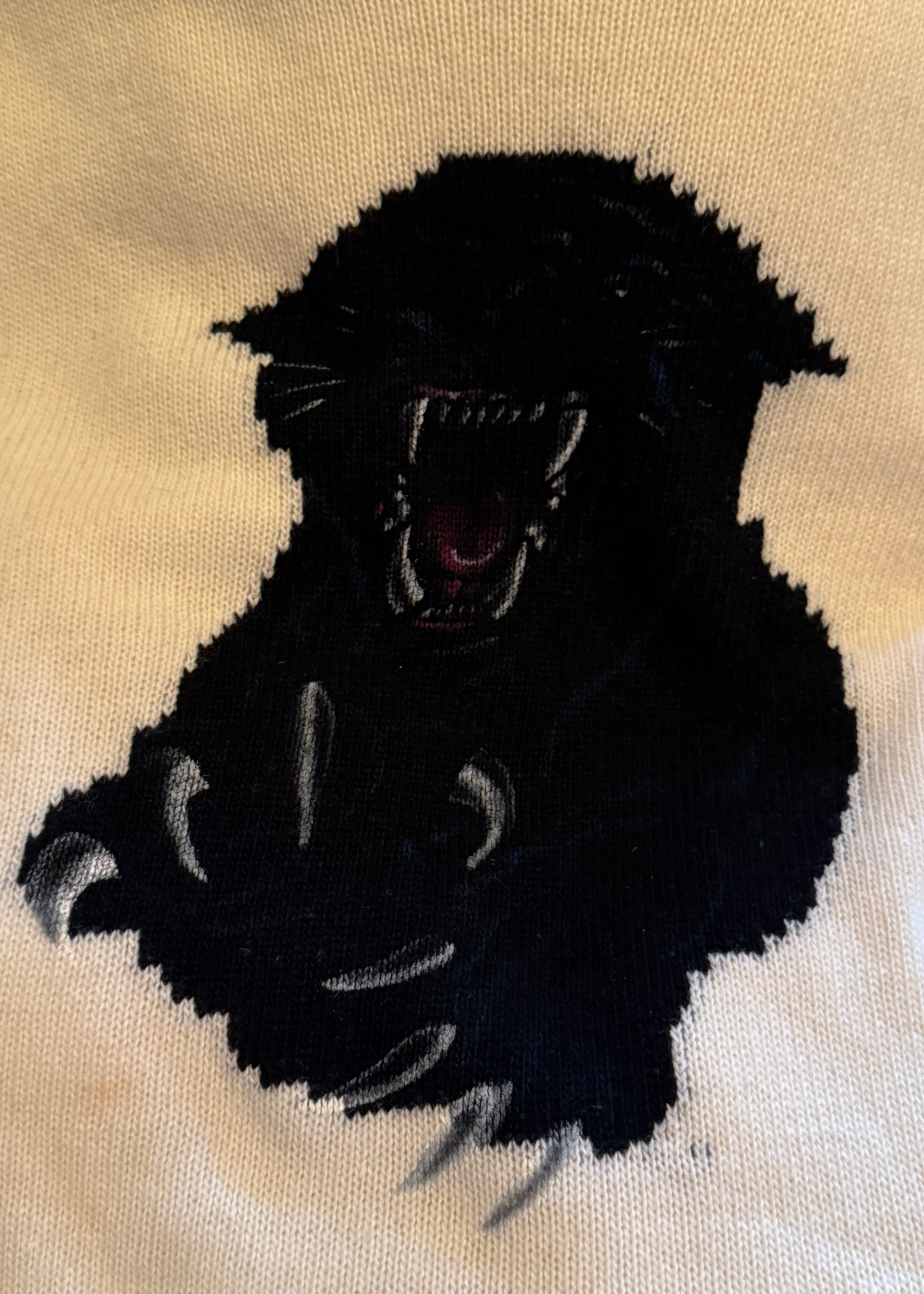 *Menswear* Versace Fall 2000 Panther Head Cream Knitted Sweater