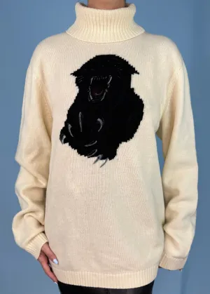 *Menswear* Versace Fall 2000 Panther Head Cream Knitted Sweater