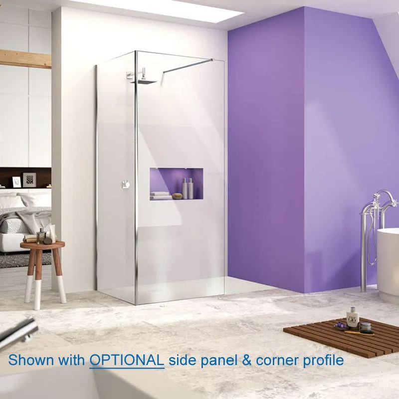 Merlyn Ionic Wet Room Shower Screen Panel With Wall Brackets - 800mm