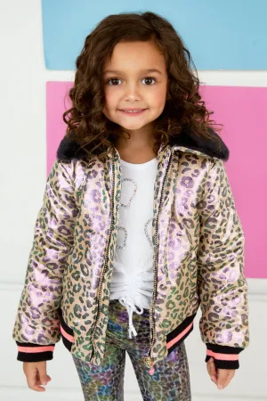 Metallic Leopard Faux Leather Jacket