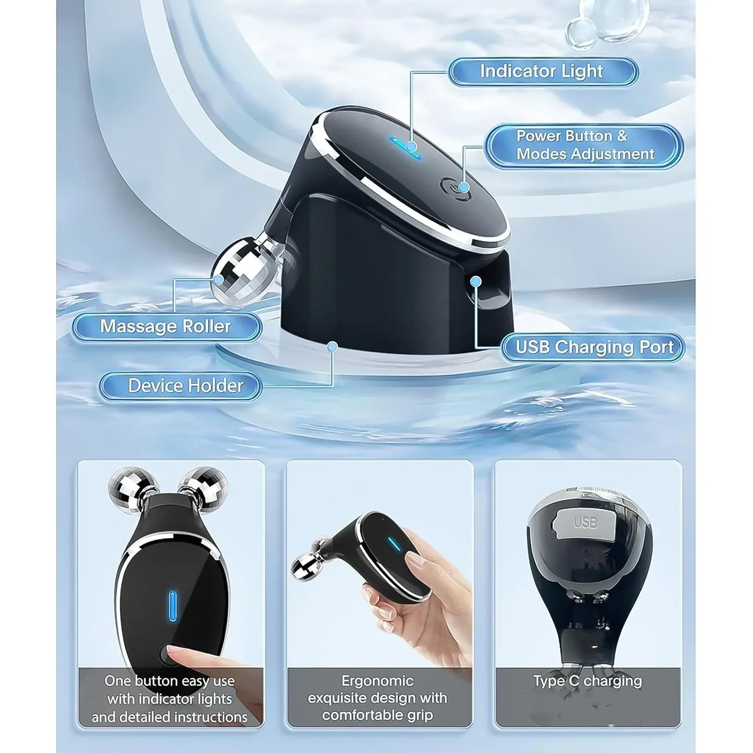 Microcurrent Facial Device Face Massager Roller (1 Pc)
