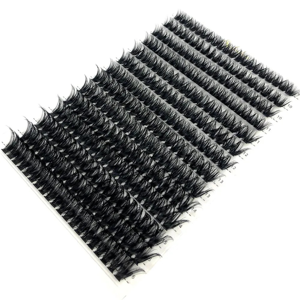 Mixed Tray Individual Lashes (30D, 40D, 60D, 80D) - 3D Russian Volume Eyelashes, Soft Natural Mink Lash Clusters, False Eyelashes