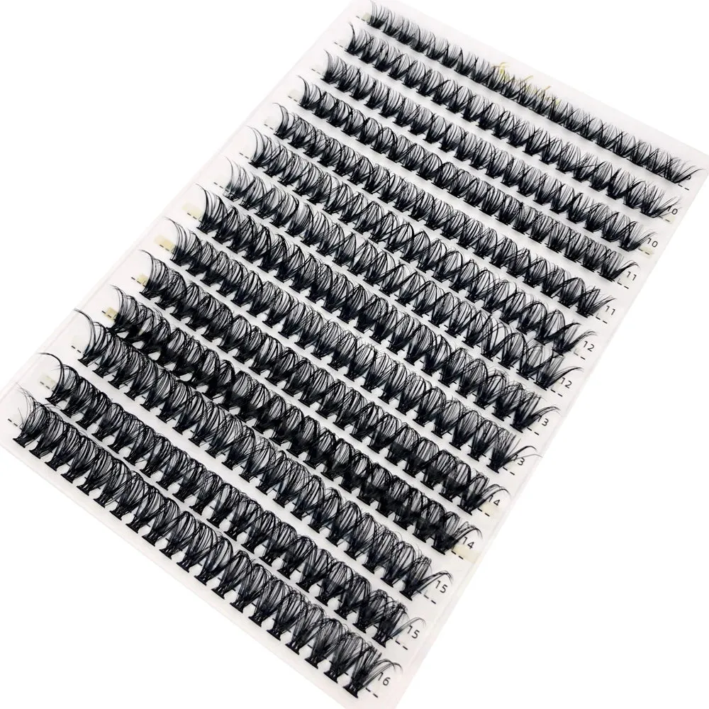Mixed Tray Individual Lashes (30D, 40D, 60D, 80D) - 3D Russian Volume Eyelashes, Soft Natural Mink Lash Clusters, False Eyelashes