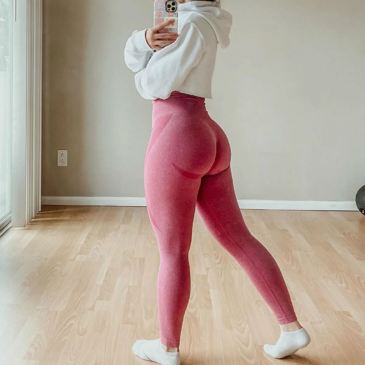 MOCHA Contour Seamless Leggings Womens Butt&#39; Lift Curves Workout Tights Yoga Pants Gym Outfits Fitness Clothing Sports Wear Pink