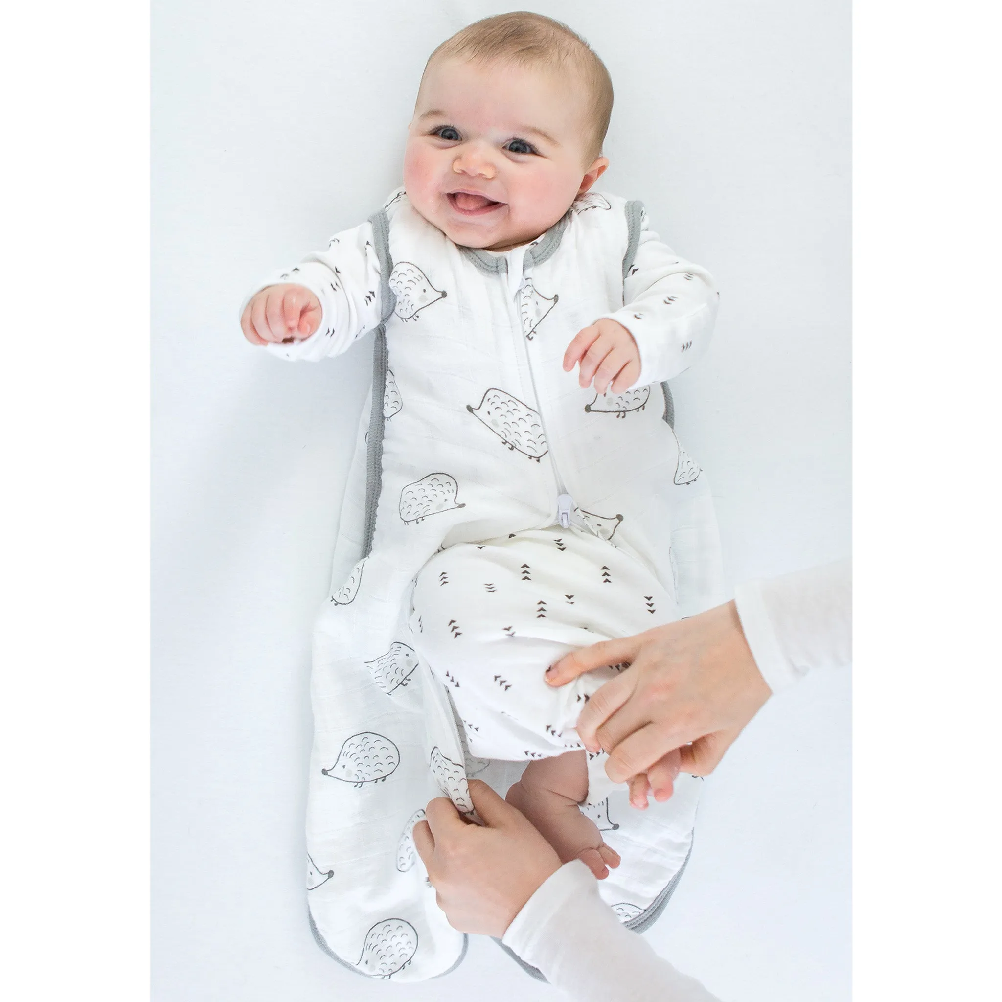 Muslin Non-Weighted zzZipMe Sack Set - French Dots   Tiny Triangles, Grays with a Touch of Silver Shimmer