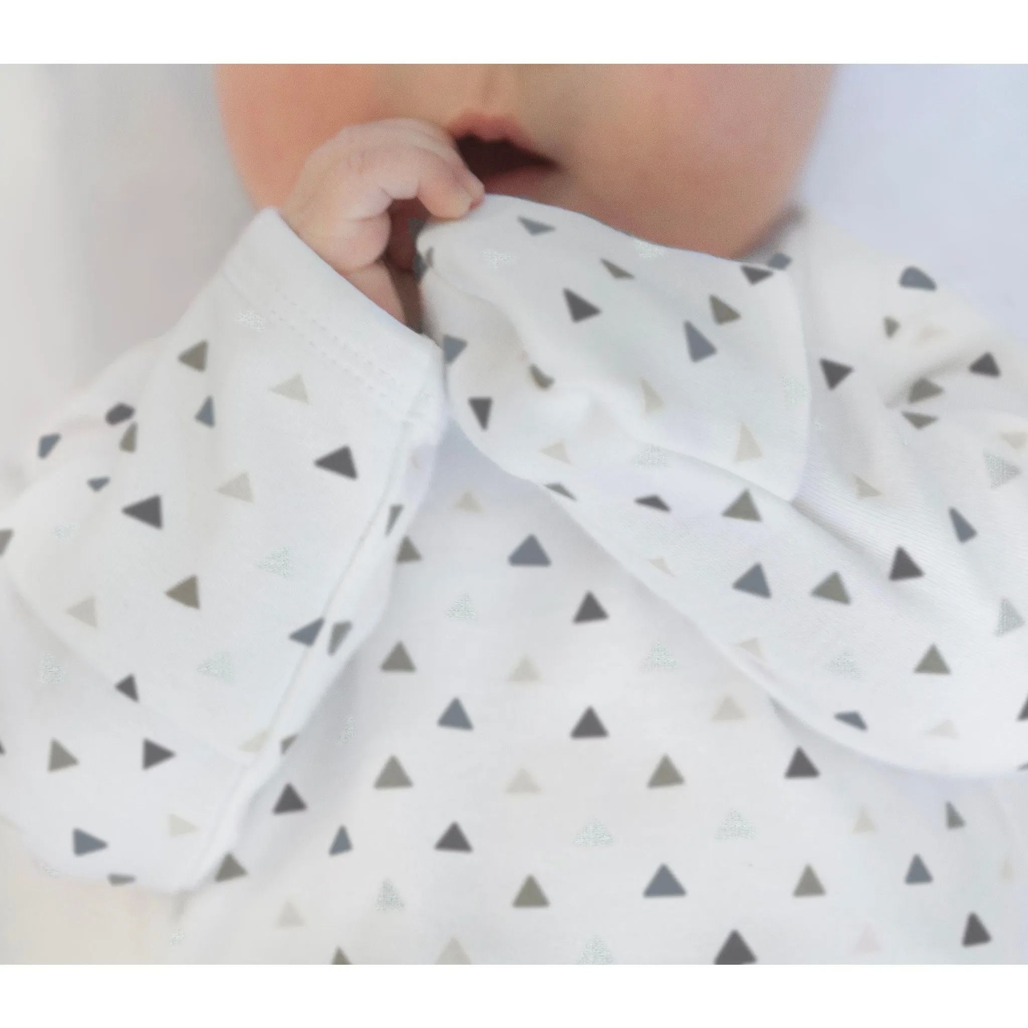 Muslin Non-Weighted zzZipMe Sack Set - French Dots   Tiny Triangles, Grays with a Touch of Silver Shimmer