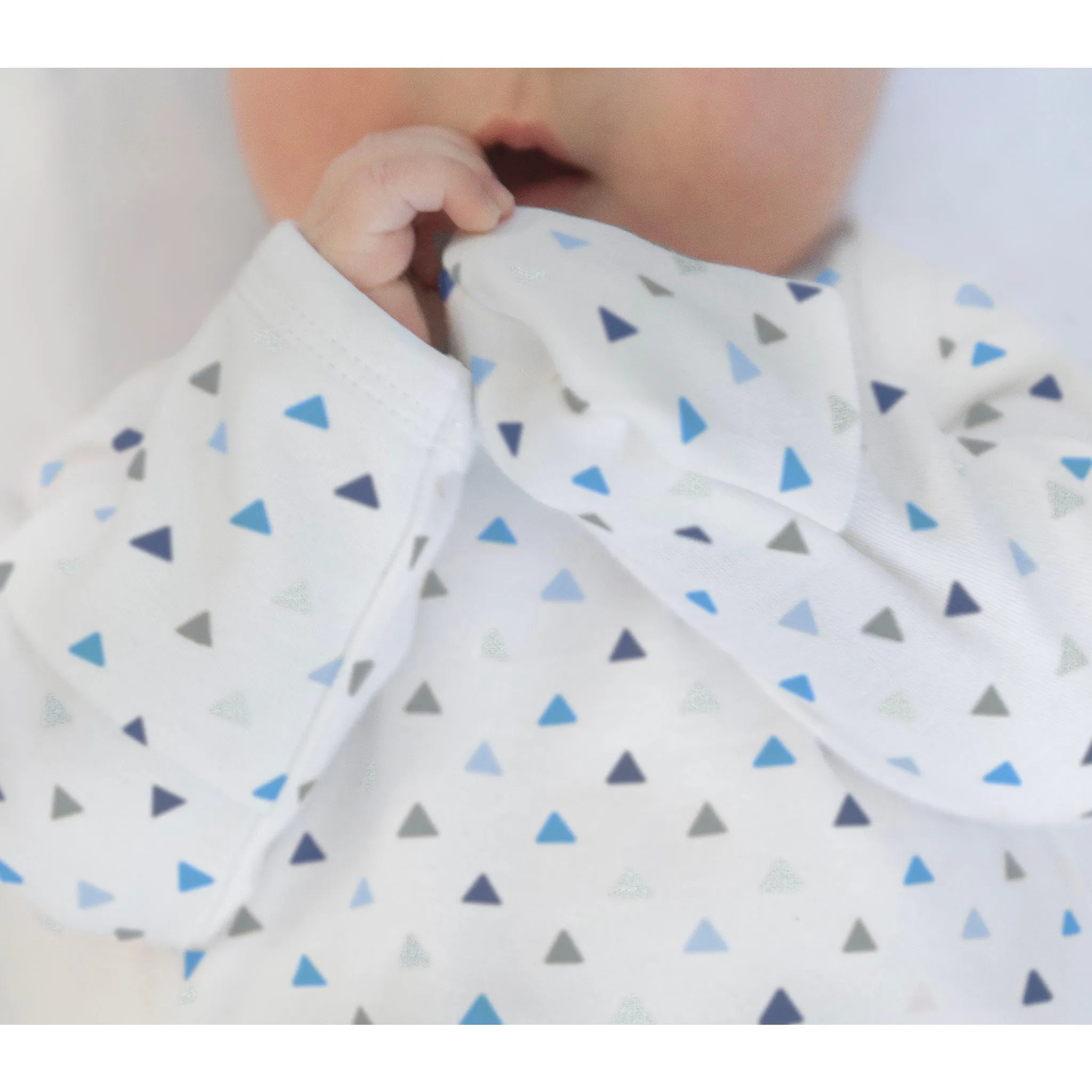 Muslin Swaddle, Pajama Gown and Hat Gift Set - Tiny Triangles, Blue, Newborn