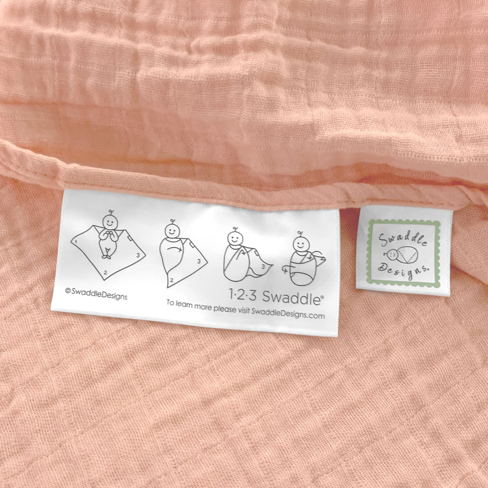 Muslin Swaddle   Pajama Gown   Hat Newborn Gift Set - Peach Blush Muslin Blanket & Watercolor Peachy Pink Floral Hat & Pajama Gown
