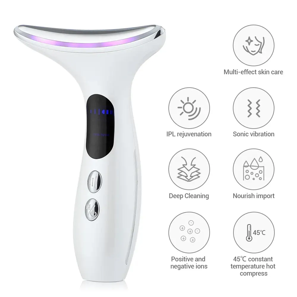 Neck Face Skin LED Photon Therapy:Featuring four modes and three intensity adjustments, it accelerates blood circulation, promotes collagen production, dredges meridians, shrinks pores, and rejuvenates the skin for a youthful appearance.