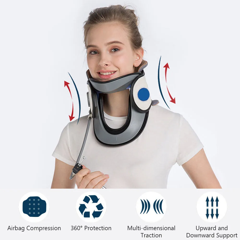 Neck Traction Device by Air Collar, Inflatable & Adjustable Neck Stretcher Neck, Neck Support Brace for Pain Relief