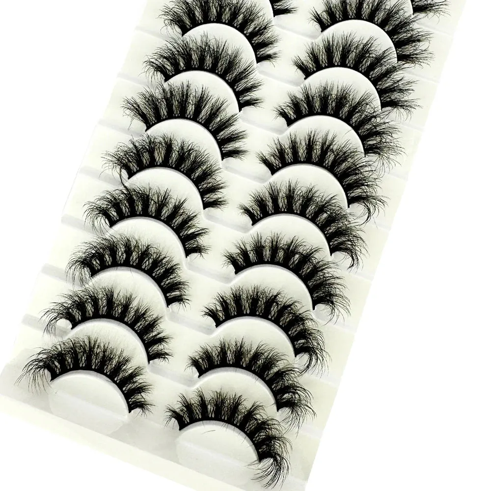 NEW 10 Pairs Natural 3d Mink Lashes Soft False Eyelashes Cross Messy Dense Eye Lashes Extension Makeup Faux Cils Maquillaje H13
