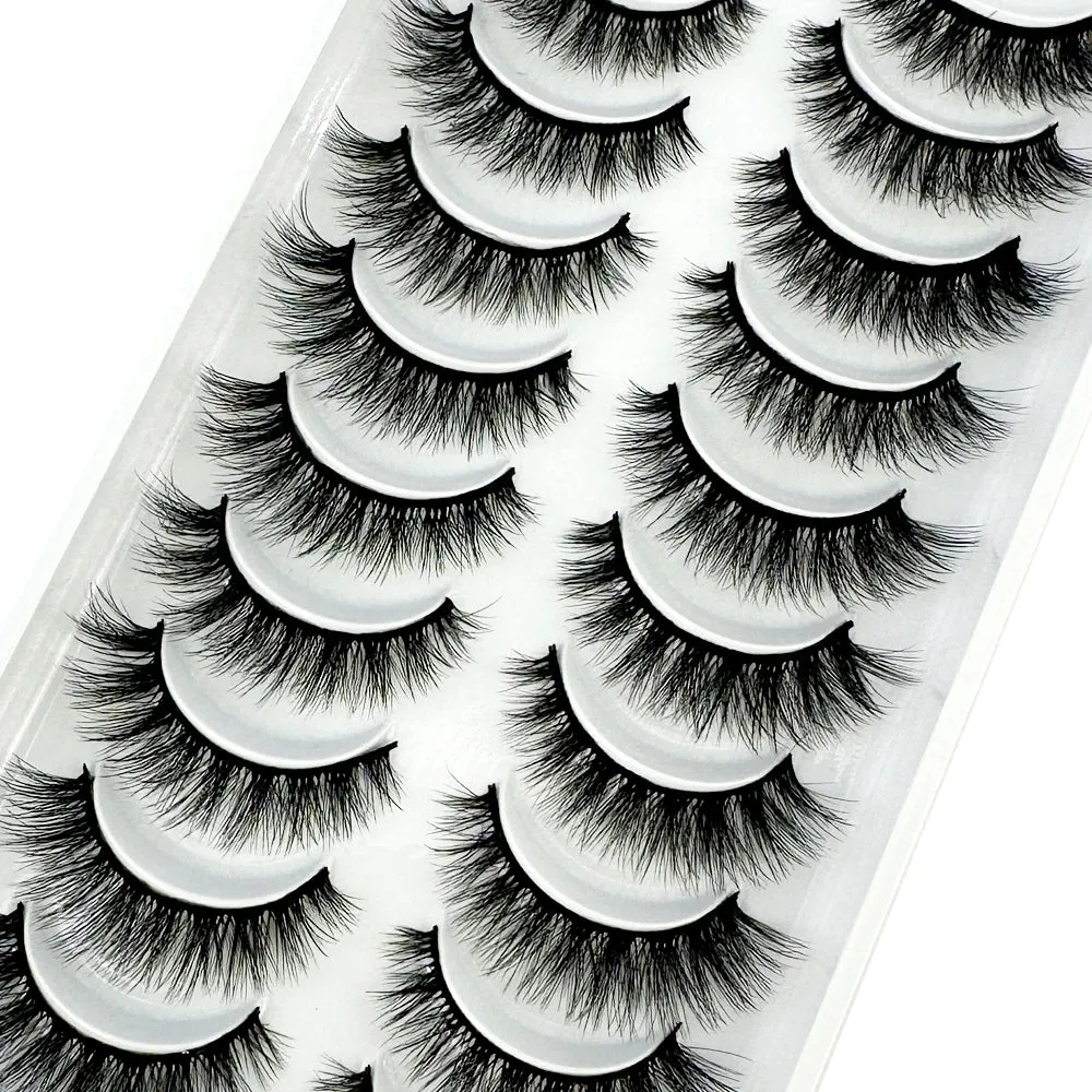 NEW 10 Pairs Natural 3d Mink Lashes Soft False Eyelashes Cross Messy Dense Eye Lashes Extension Makeup Faux Cils Maquillaje H13