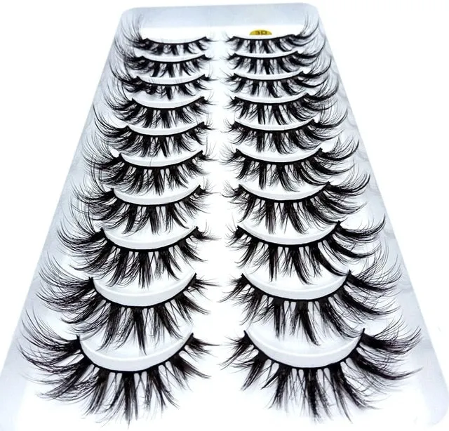 NEW 10 Pairs Natural False Eyelashes Fake Lashes Long Makeup 3d Mink Lashes Extension Eyelash Mink Eyelashes for Beauty 54