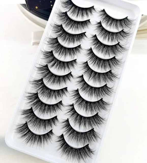 NEW 10 Pairs Natural False Eyelashes Fake Lashes Long Makeup 3d Mink Lashes Extension Eyelash Mink Eyelashes for Beauty 54