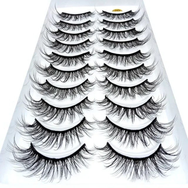 NEW 10 Pairs Natural False Eyelashes Fake Lashes Long Makeup 3d Mink Lashes Extension Eyelash Mink Eyelashes for Beauty 54