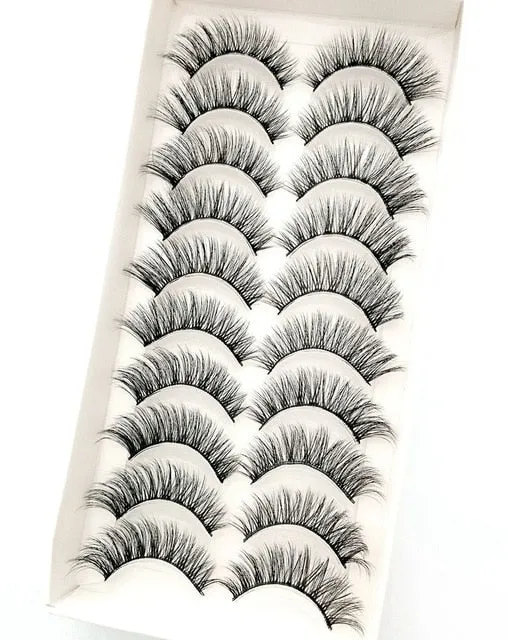 NEW 10 Pairs Natural False Eyelashes Fake Lashes Long Makeup 3d Mink Lashes Extension Eyelash Mink Eyelashes for Beauty 54