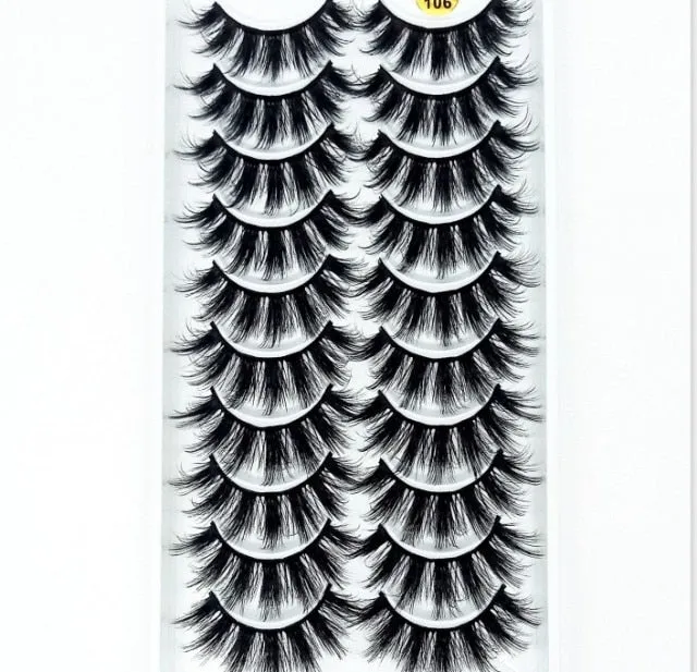 NEW 10 Pairs Natural False Eyelashes Fake Lashes Long Makeup 3d Mink Lashes Extension Eyelash Mink Eyelashes for Beauty 54