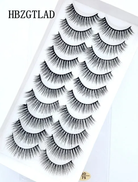 NEW 10 Pairs Natural False Eyelashes Fake Lashes Long Makeup 3d Mink Lashes Extension Eyelash Mink Eyelashes for Beauty 54