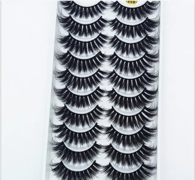 NEW 10 Pairs Natural False Eyelashes Fake Lashes Long Makeup 3d Mink Lashes Extension Eyelash Mink Eyelashes for Beauty 54