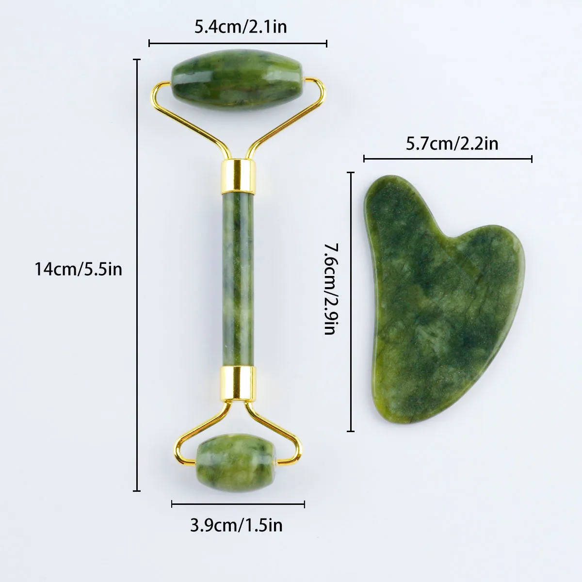 New double-headed jade roller scraping massager physiotherapy scraping board facial massage stick thickened beauty device cross-border