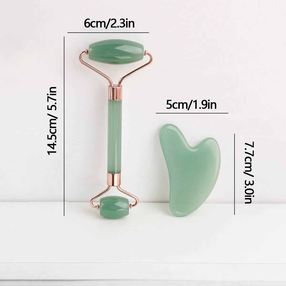 New double-headed jade roller scraping massager physiotherapy scraping board facial massage stick thickened beauty device cross-border