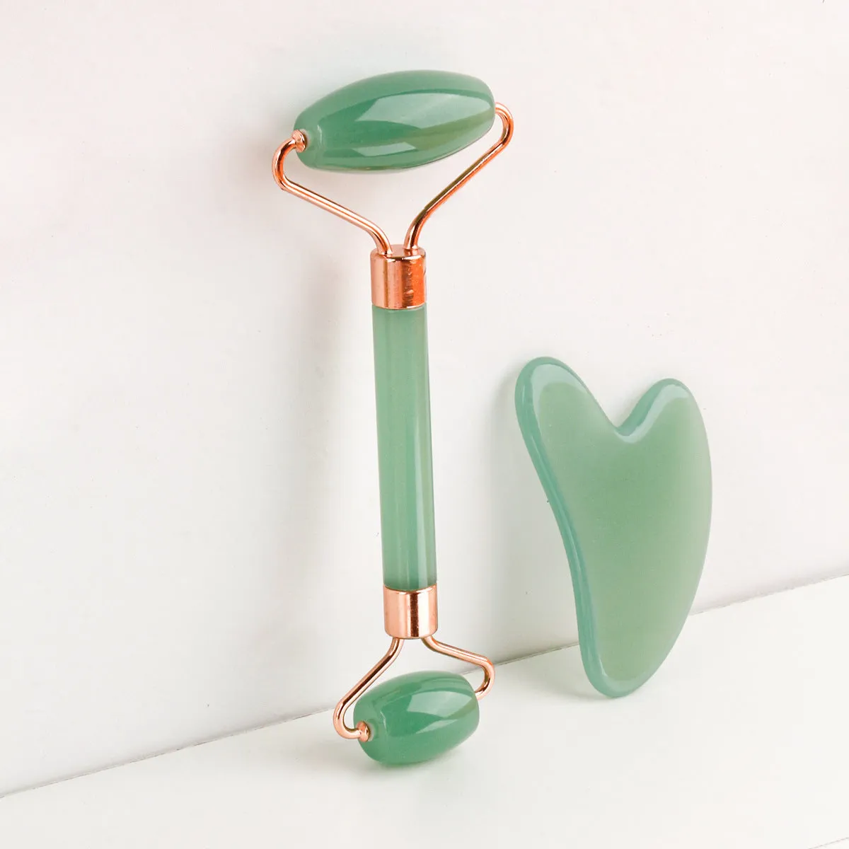 New double-headed jade roller scraping massager physiotherapy scraping board facial massage stick thickened beauty device cross-border