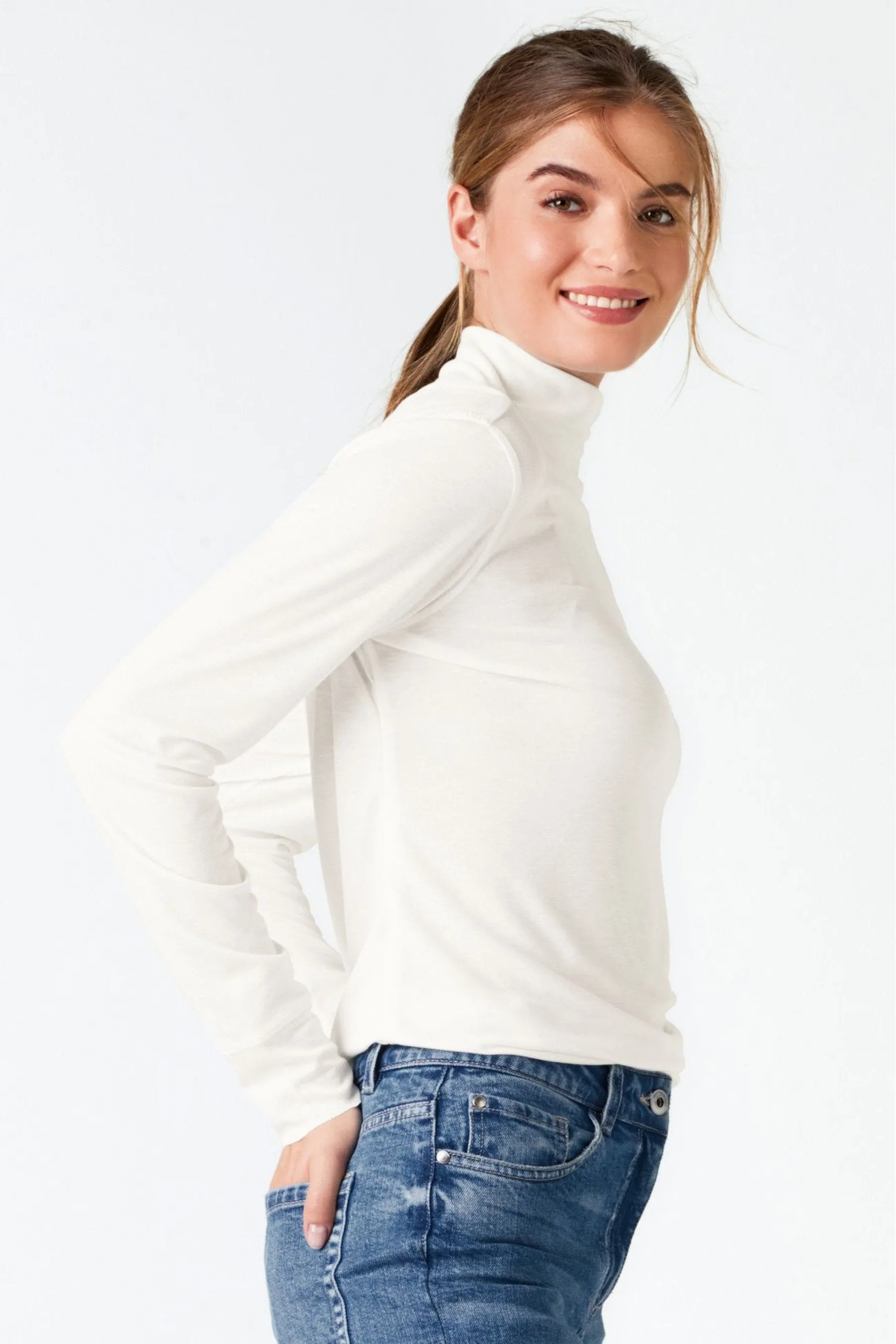 Next Cream Sheer High Neck Womens Top