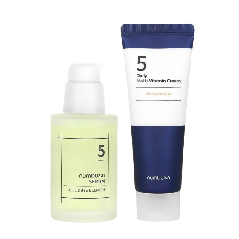 NUMBUZ:N No.5 Goodbye Blemish Serum 50ml     No.5 Daily Multi-Vitamin Cream 60ml SET