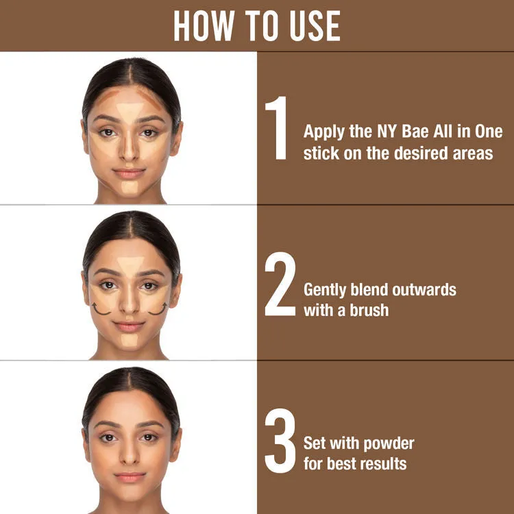 NY Bae All In One Stick| Foundation, Concealer, Contour, Colour Corrector| For Dusky Skin| Flawless Texture| Do The Harlem Dance- Toffee 6