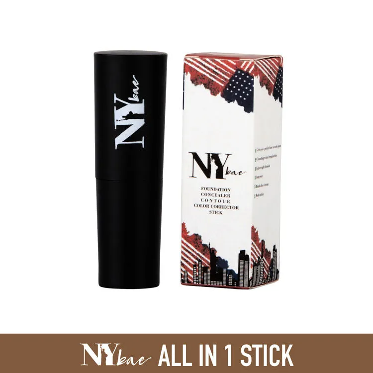 NY Bae All In One Stick| Foundation, Concealer, Contour, Colour Corrector| For Dusky Skin| Flawless Texture| Do The Harlem Dance- Toffee 6