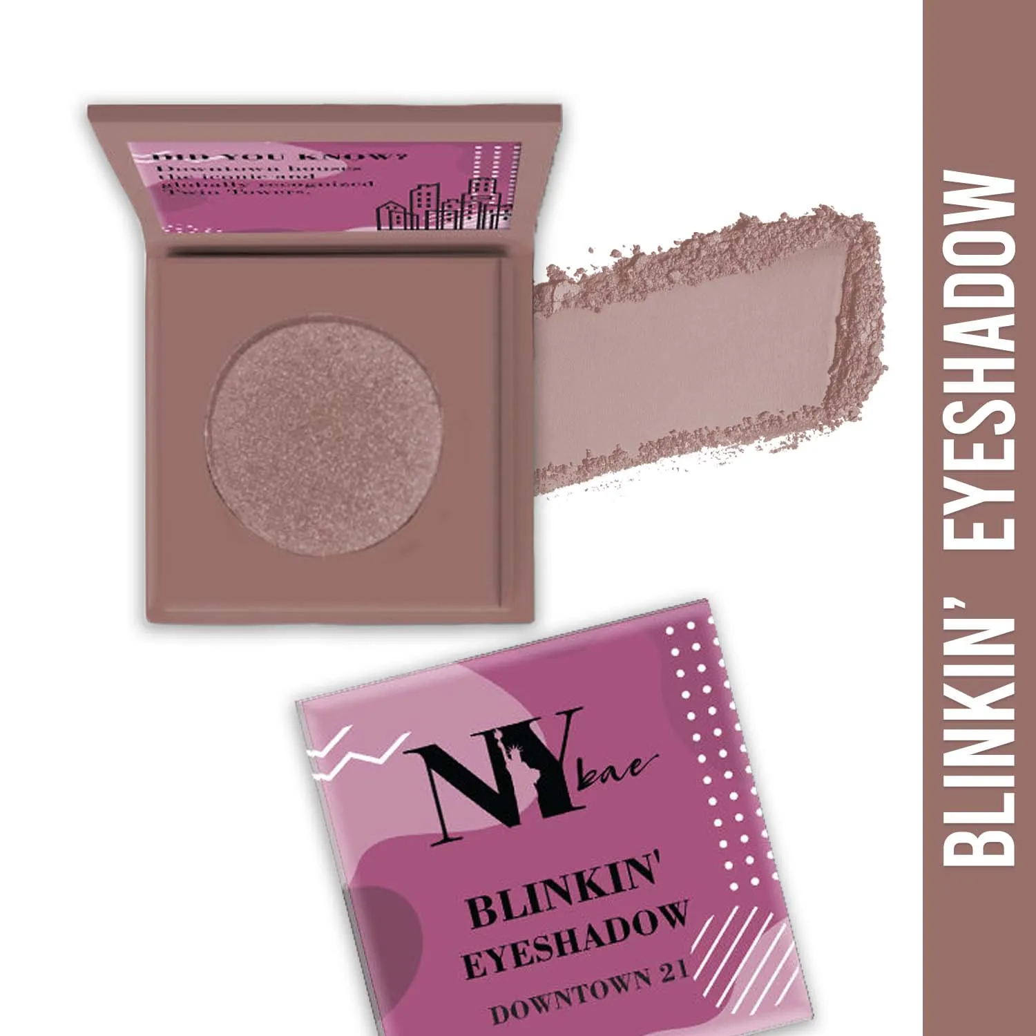 NY Bae Blinkin' Eyeshadow - Downtown 21 (1.2 g) | Purple | Single Eyeshadow | Shimmer Finish | High Colour Payoff | Long lasting | Lightweight