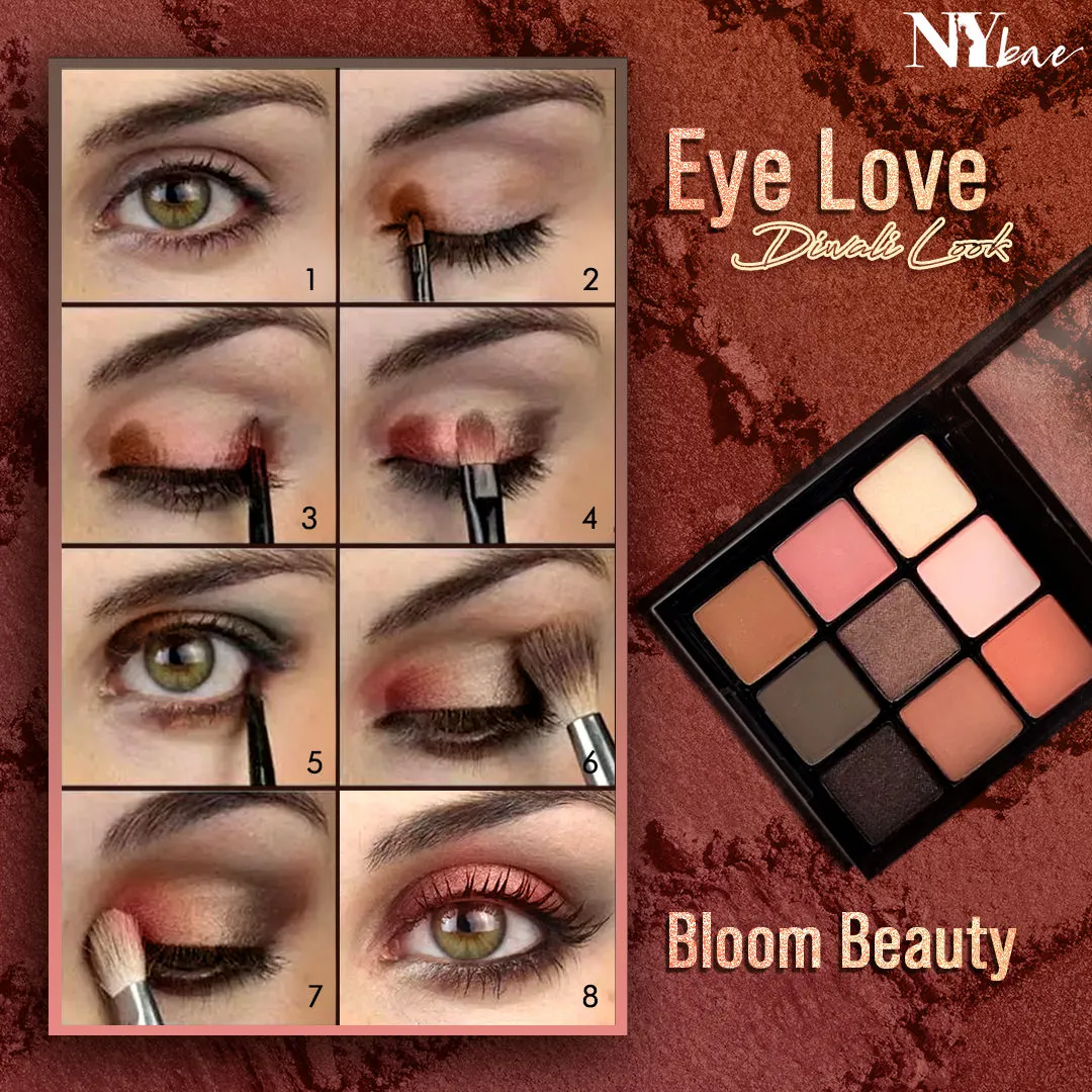 NY Bae Eye-Love Eyeshadow Palette | 9in1 Palette | Matte & Shimmer | Intense Pigment | Easily Blendable | Long Lasting | Smooth Finish | Nudes & Blacks- Bloom Beauty 02 (9 g)