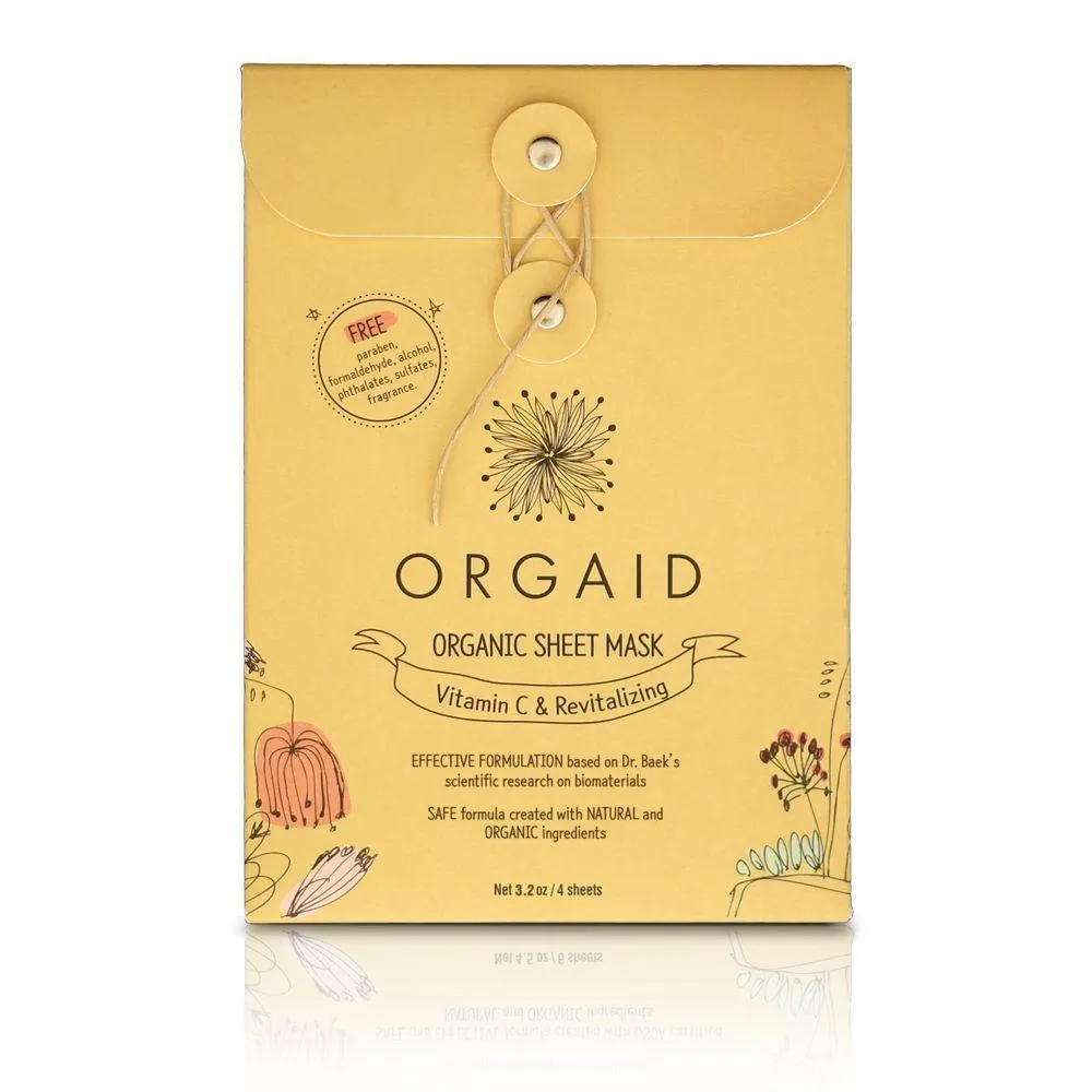 Orgaid Organic Sheet Mask | VITAMIN C & REVITALIZING - 4 PACK
