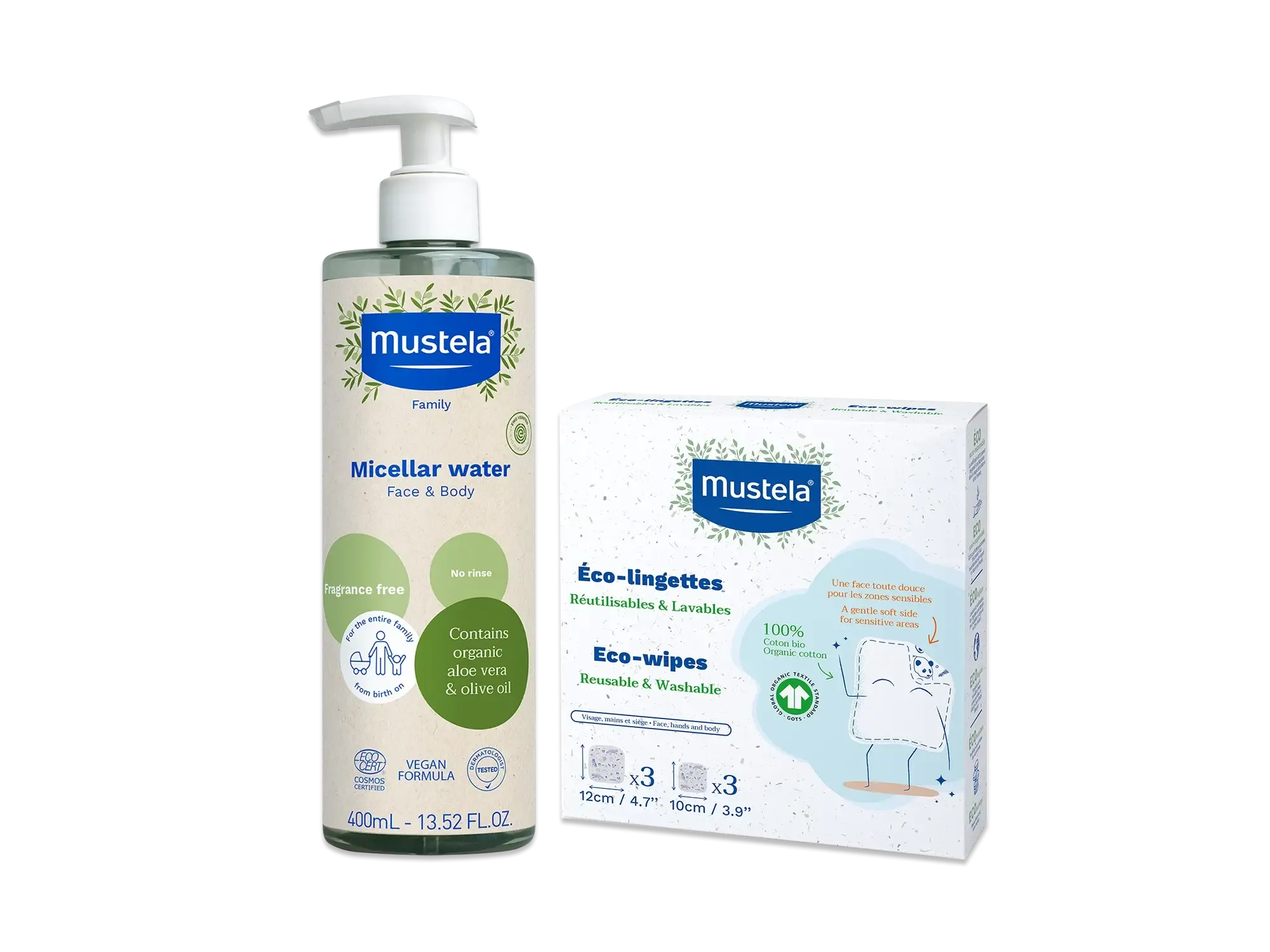 Organic Micellar Water & Reusable Eco Wipes Set