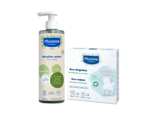 Organic Micellar Water & Reusable Eco Wipes Set