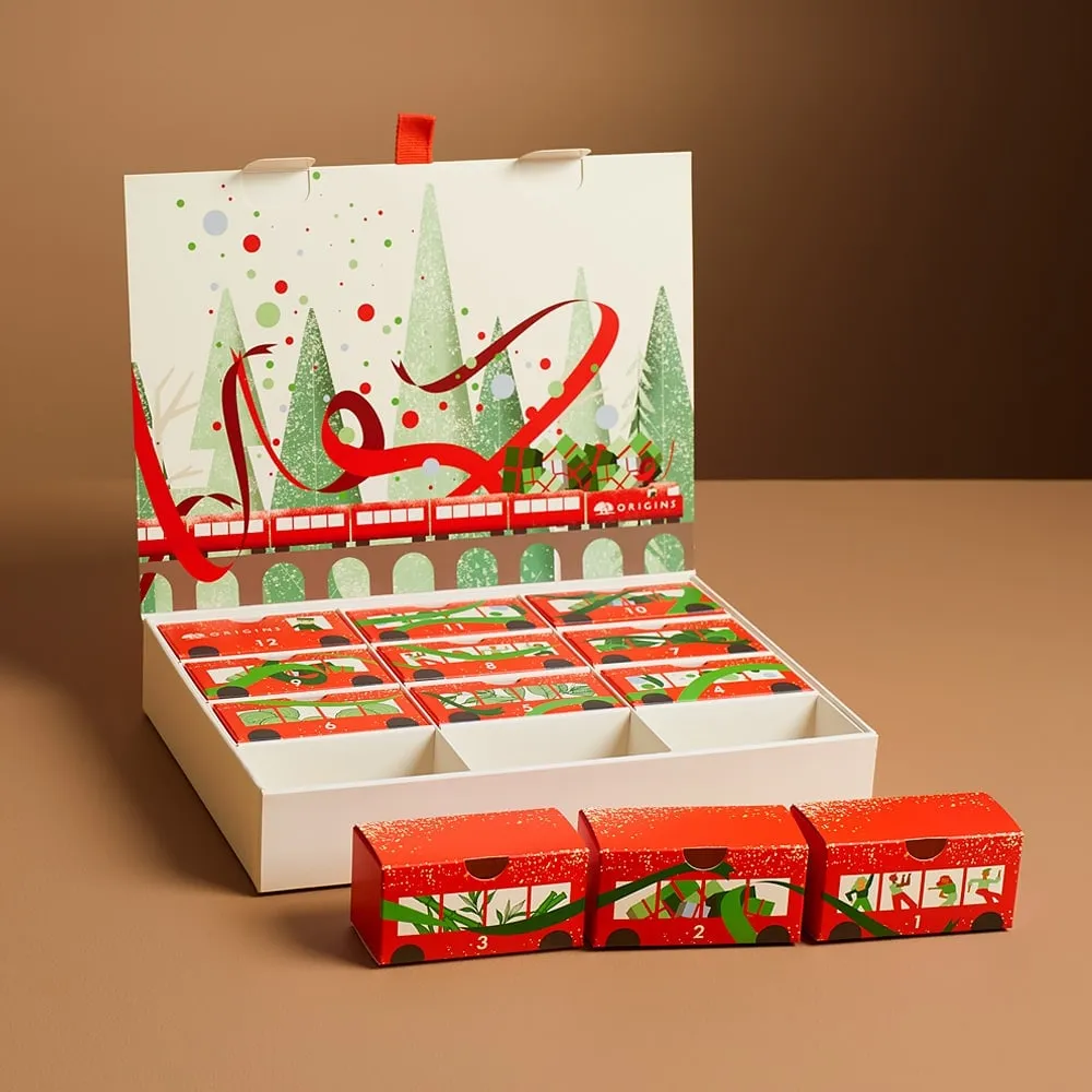 ORIGINS Advent Calender 12 Beauty & Body Holiday Favourites مجموعة من المنتجات الأعلى مبيعاً لدى اورجنز