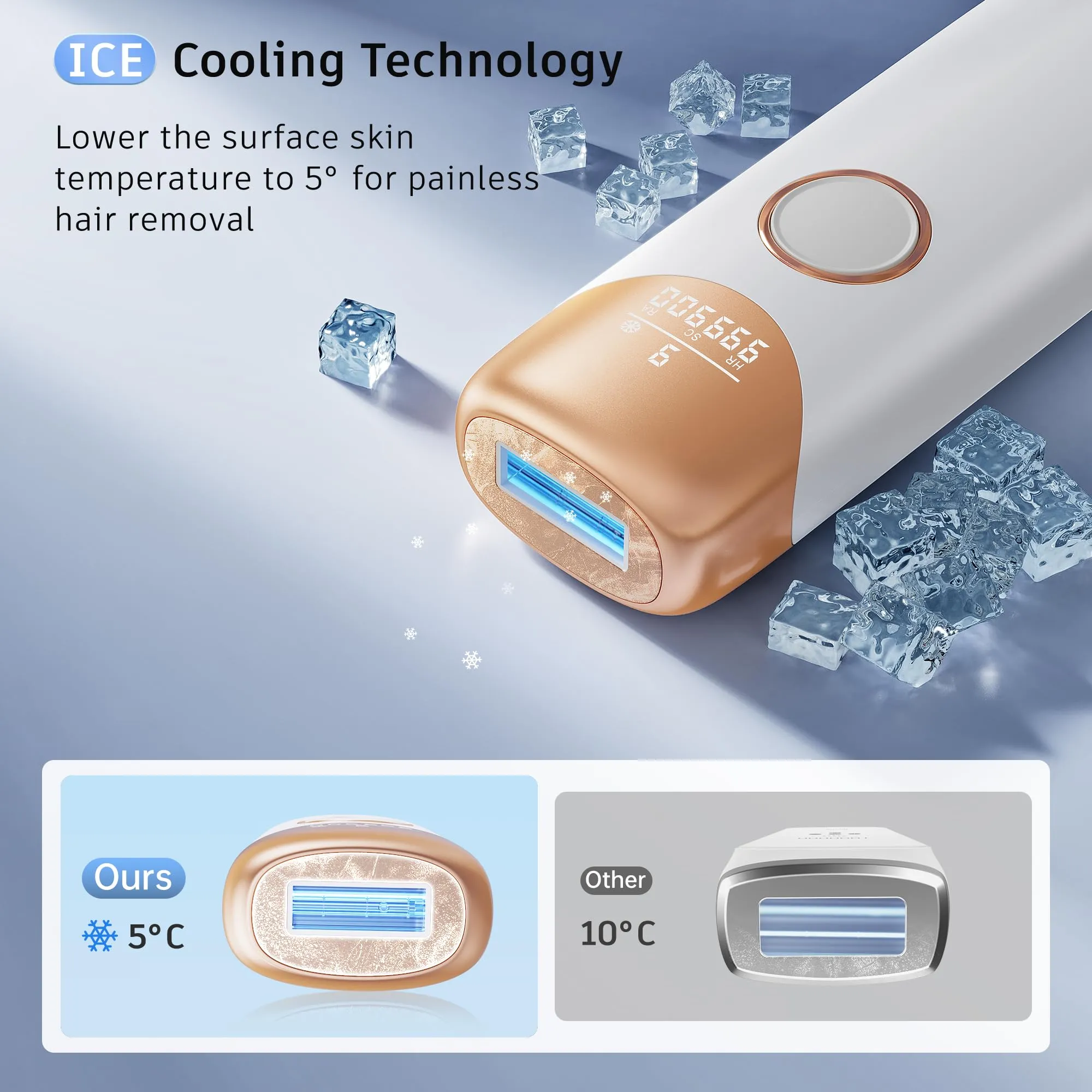 Painless IPL Laser Hair Removal Device with Cooling