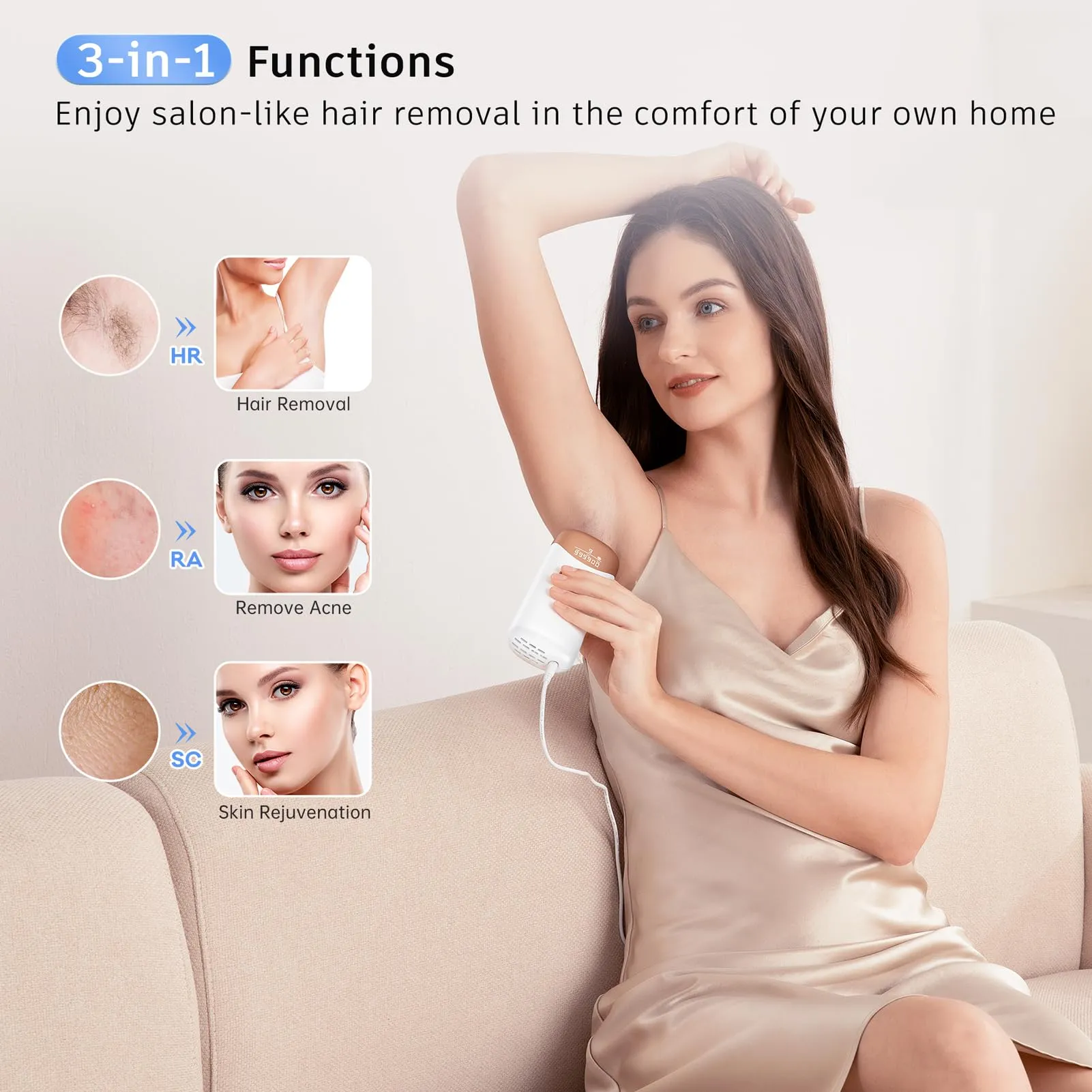 Painless IPL Laser Hair Removal Device with Cooling