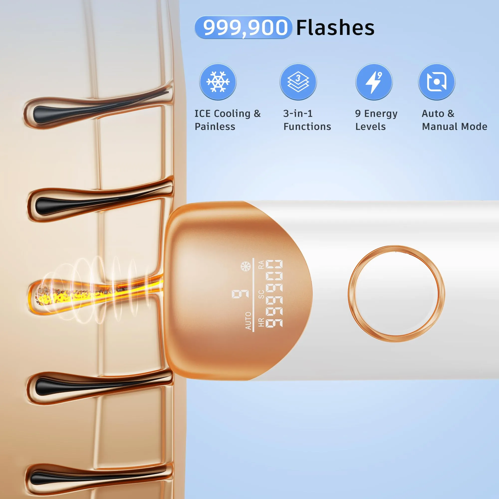 Painless IPL Laser Hair Removal Device with Cooling