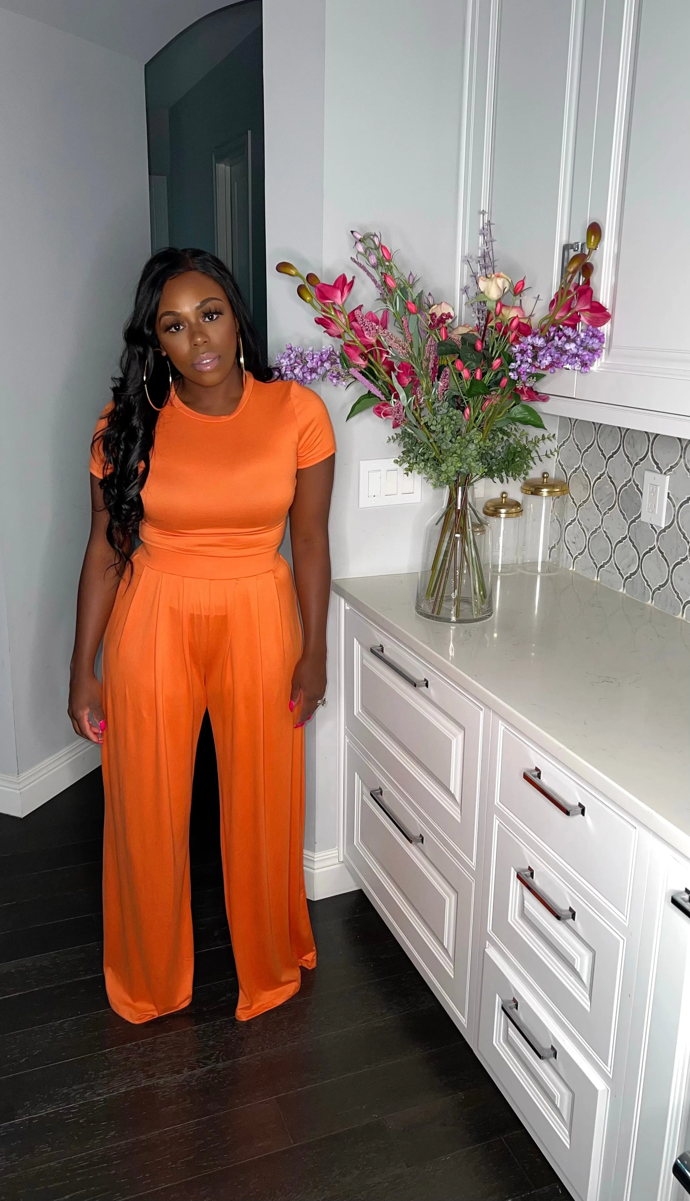 Palazzo Pant Set (Orange)
