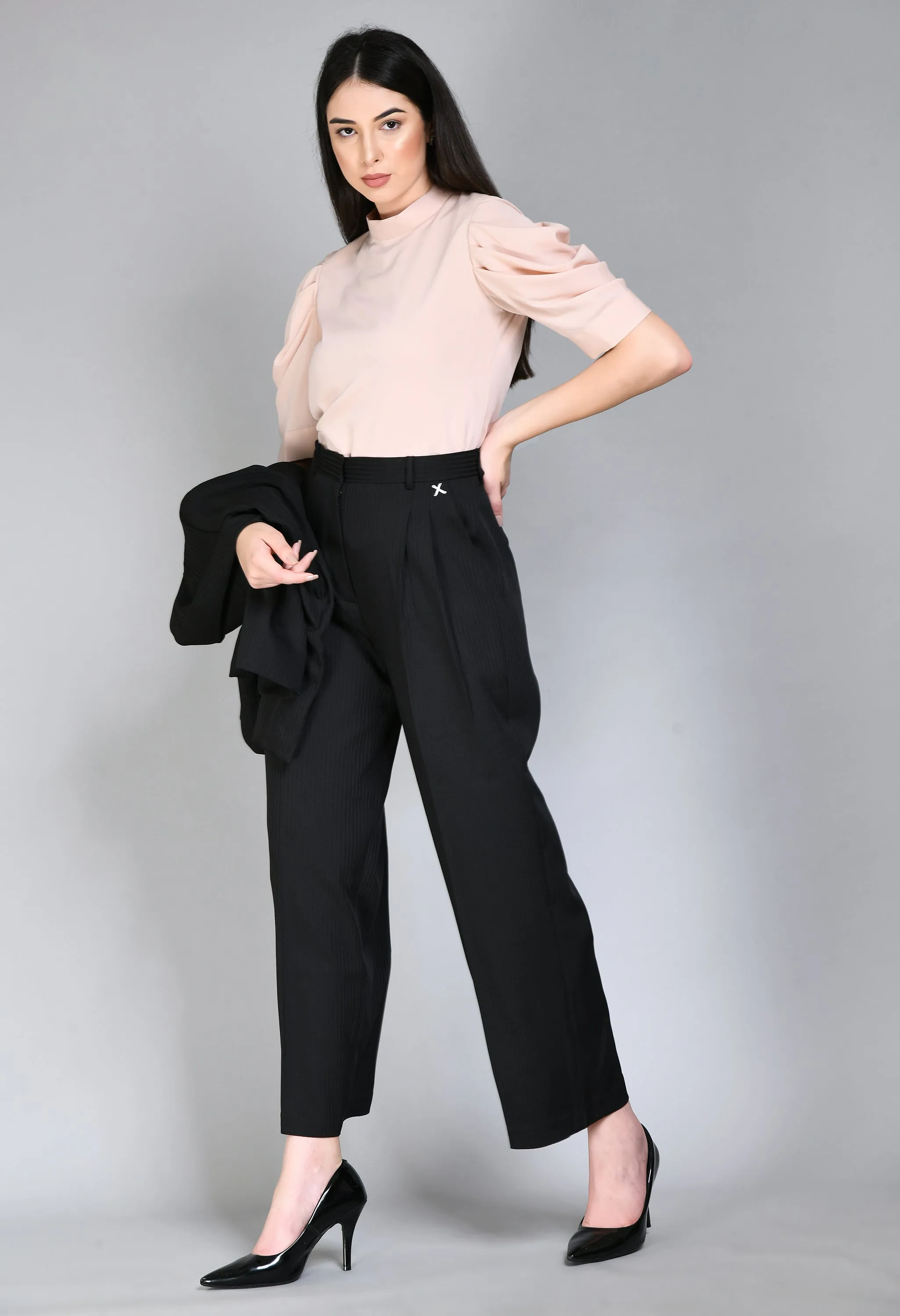 Peach Cotton Blend Purpose Cowl Sleeves Top