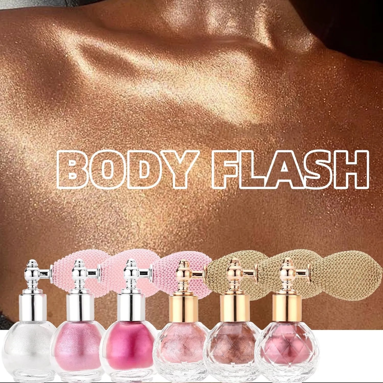 Pearlescent Highlighters Powder SprayBeauty Setting PowderGlitter Spray for Hair and BodyWaterproof Shimmer Spray,Body Spray for Teen Girls Women Music Makeup Wedding Party (Pearl Pink, Medium)