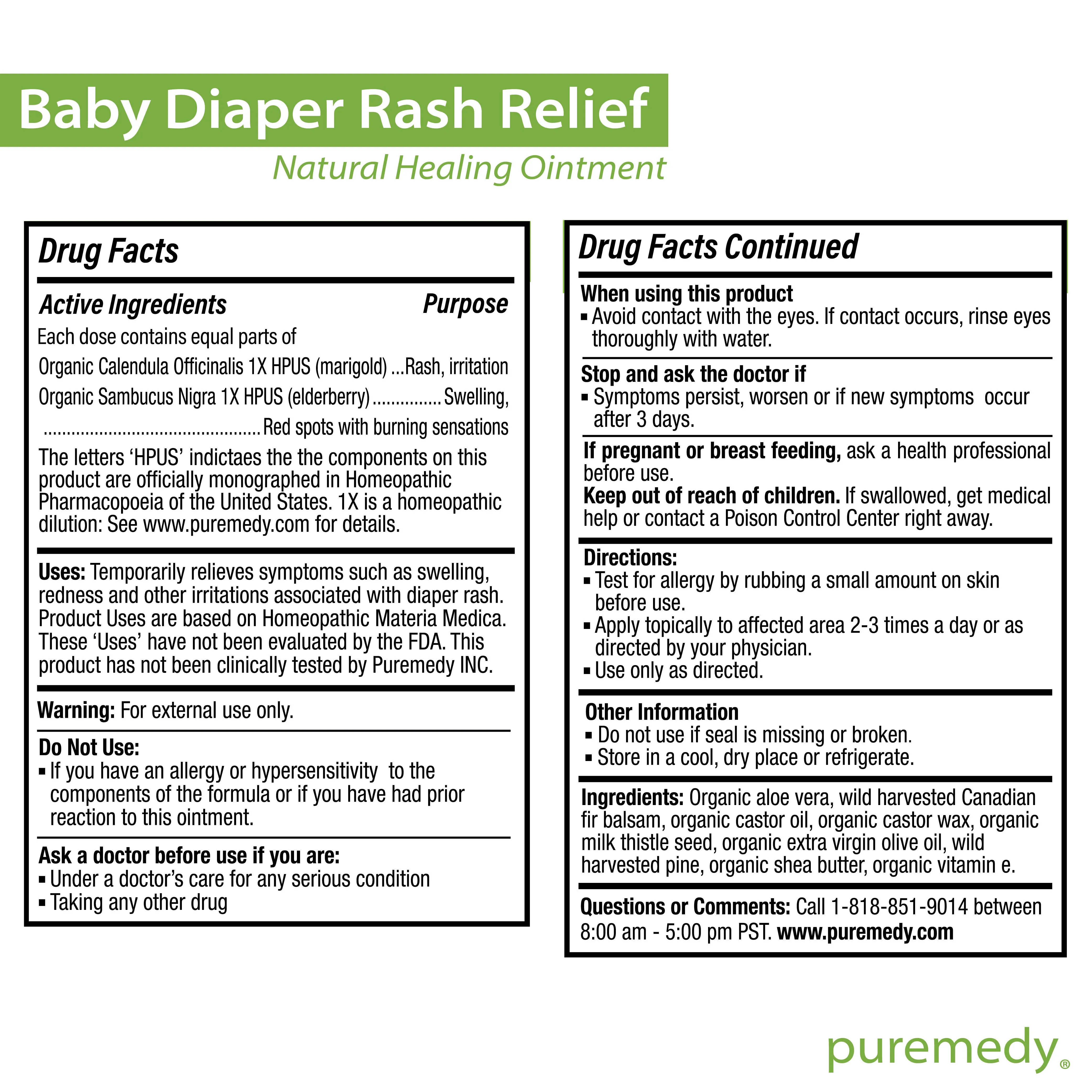 Puremedy Baby Diaper Rash Ointment, 2 Ounce