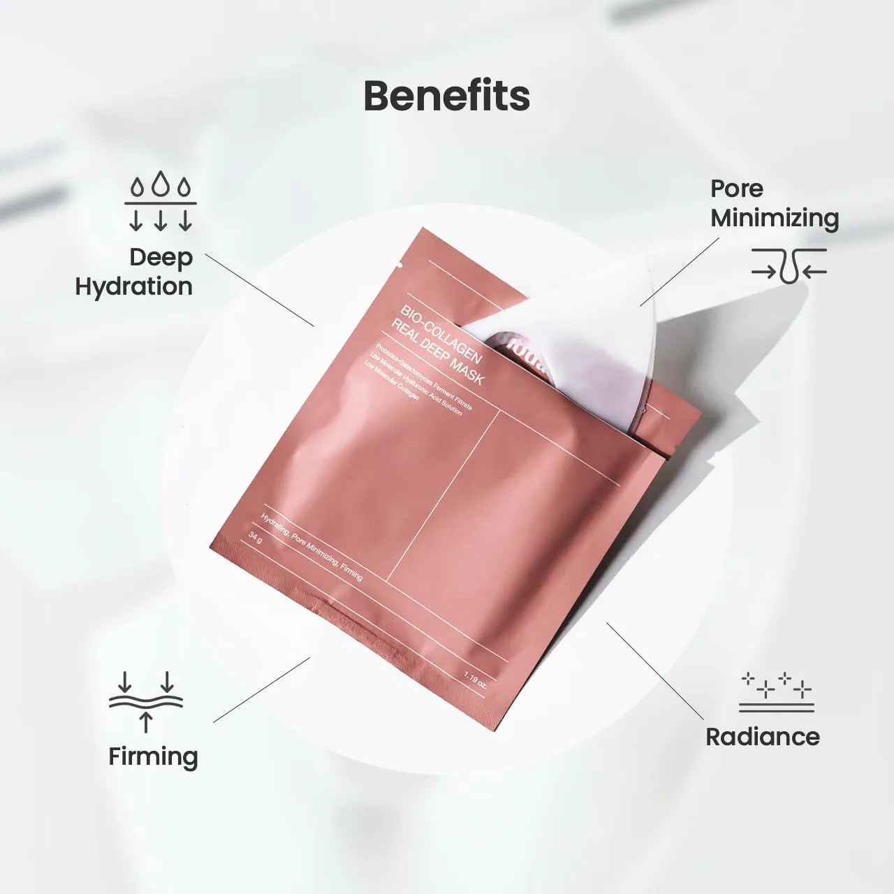 Real Deep Mask, Hydrating Overnight Hydrogel Mask, Pore Minimizing, Elasticity Improvement