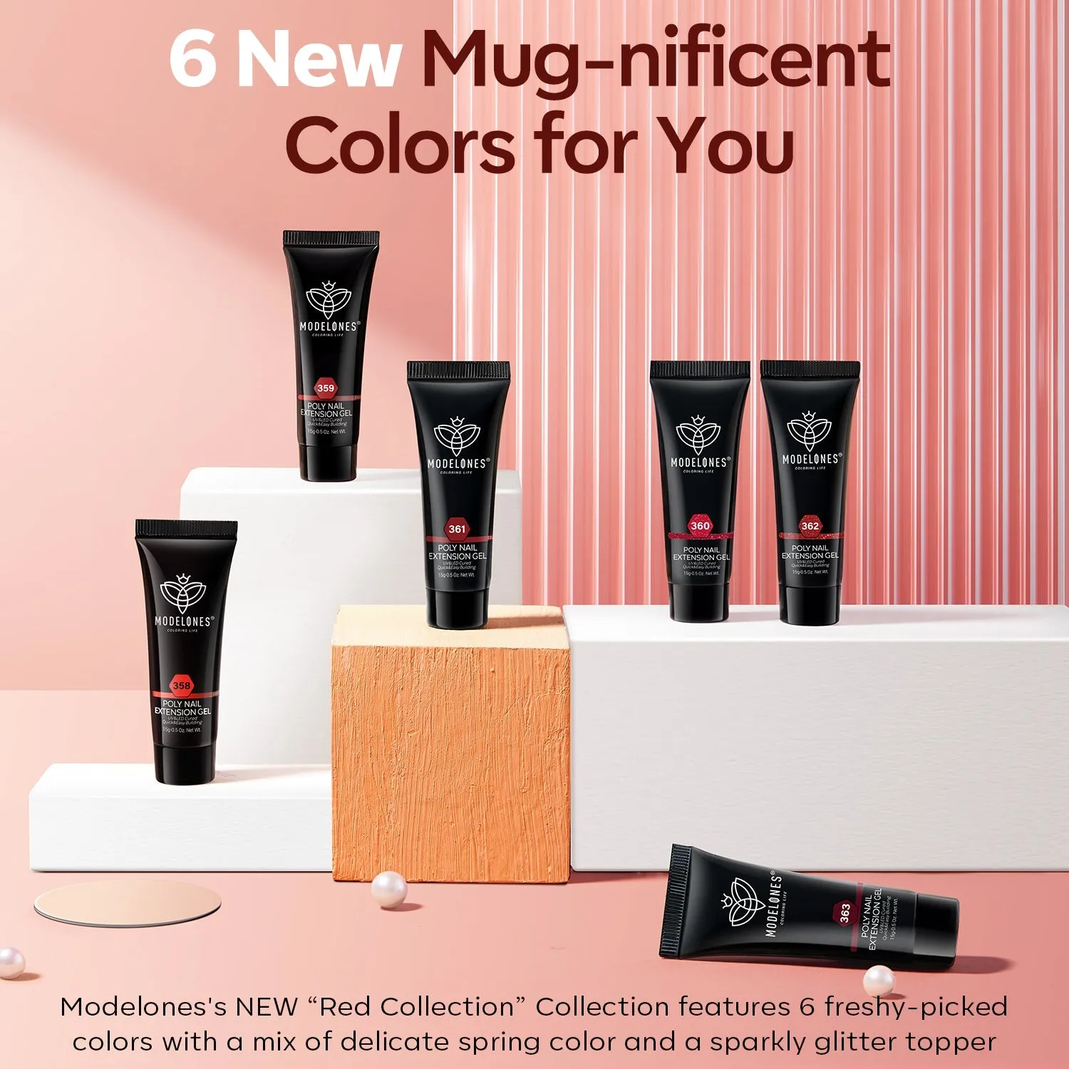 Red Collection - 6 Colors Poly Nail Gel Kit