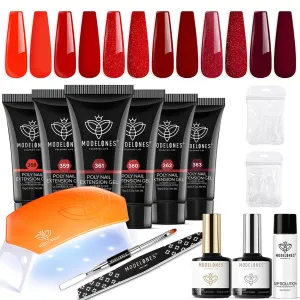 Red Collection - 6 Colors Poly Nail Gel Kit