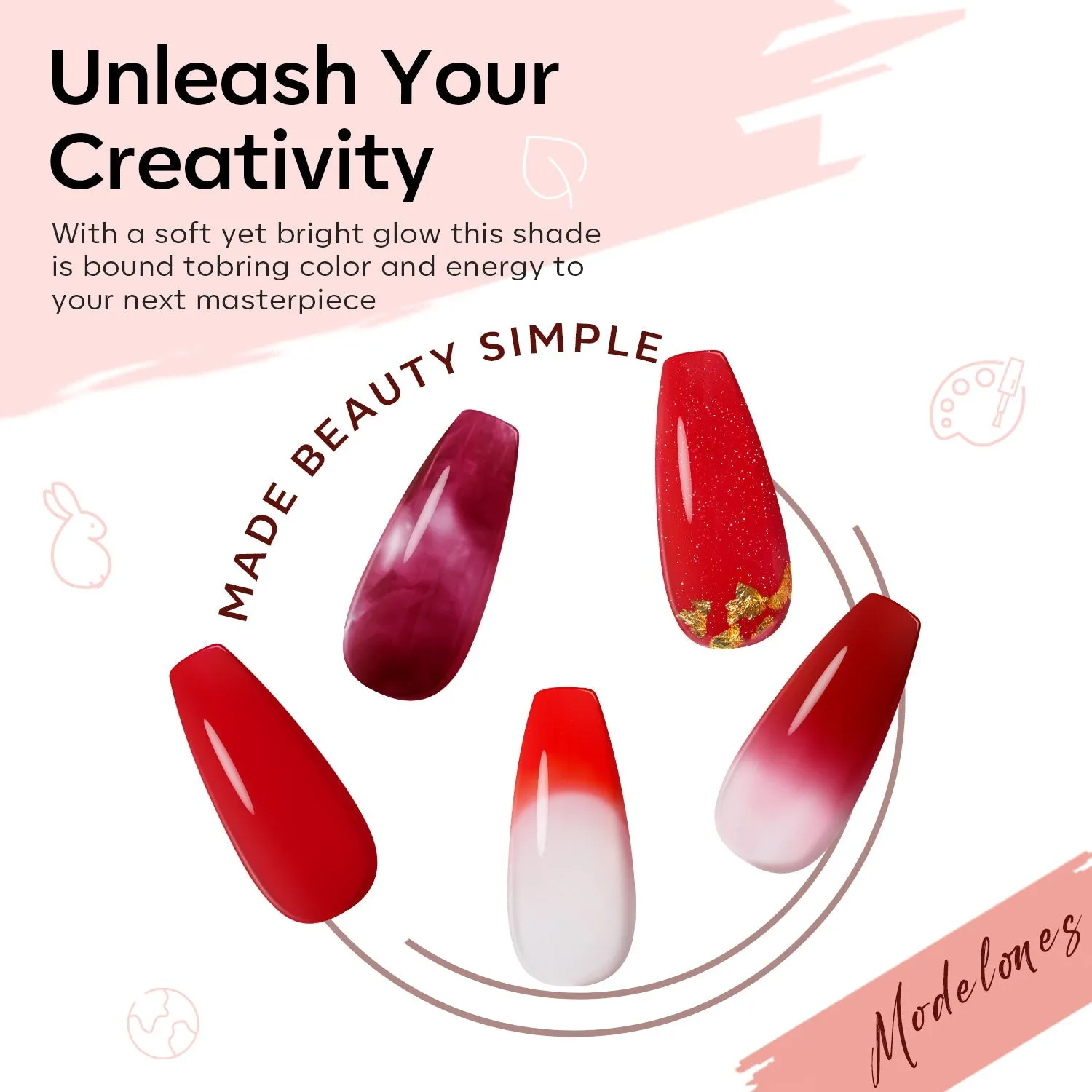 Red Collection - 6 Colors Poly Nail Gel Kit