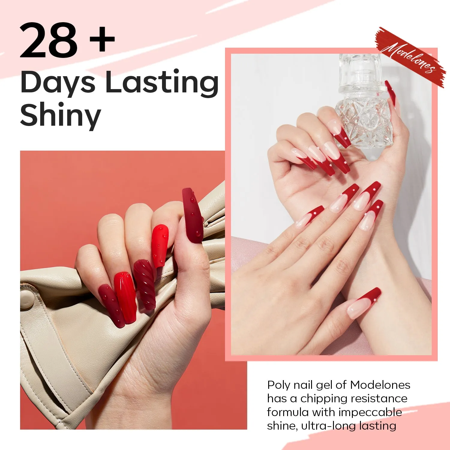 Red Collection - 6 Colors Poly Nail Gel Kit