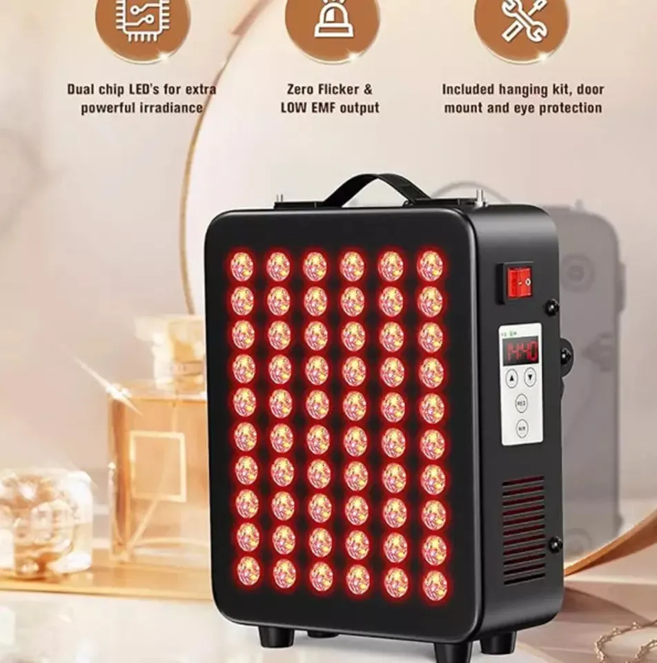 Red Light Therapy for Body Light Therapy Panel 60 Dual Chip LED Device for Body Face Improve Sleep Skin Health Includes Hanging Kit & Handle